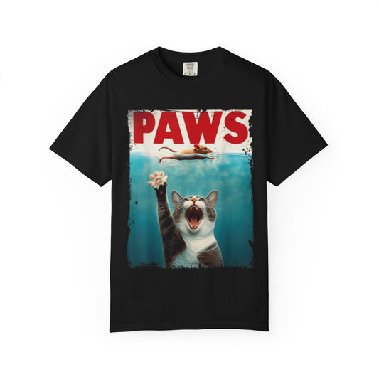 PAWS Parody Graphic T-Shirt – Funny Cat Movie Shirt