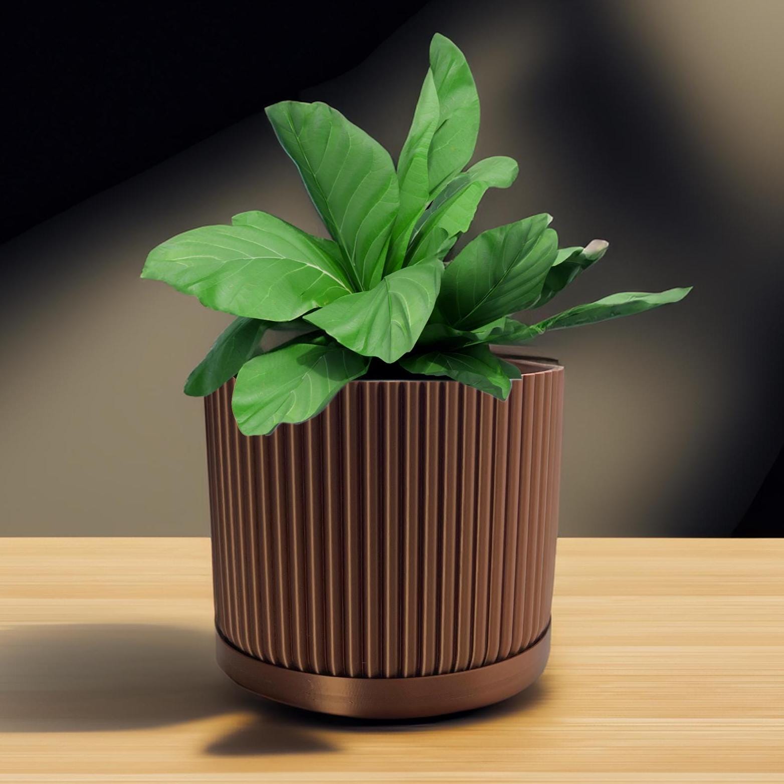 Modern Plant Pot with Drainage & Removable Saucer, Eco-Friendly PLA for Houseplants, Succulents, Herbs, 3D-Printed, Small to XL Sizes