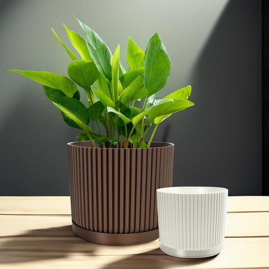 Modern Plant Pot with Drainage & Removable Saucer, Eco-Friendly PLA for Houseplants, Succulents, Herbs, 3D-Printed, Small to XL Sizes